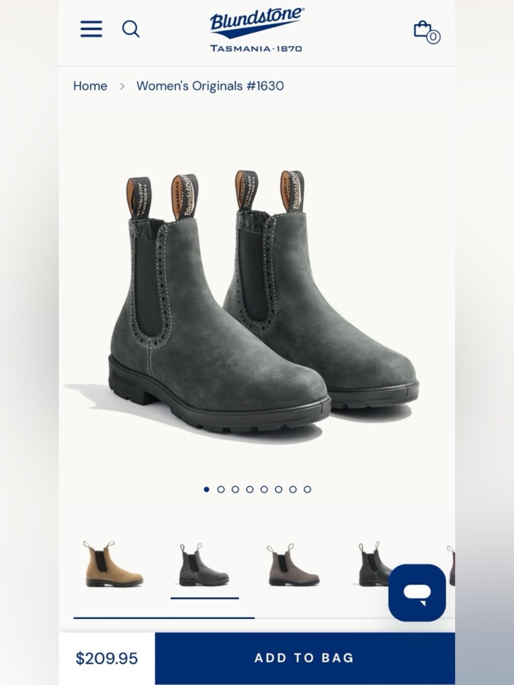 Blundstone — Women’s Original #1630 Boots in Rustic Black — Size W 8.5
